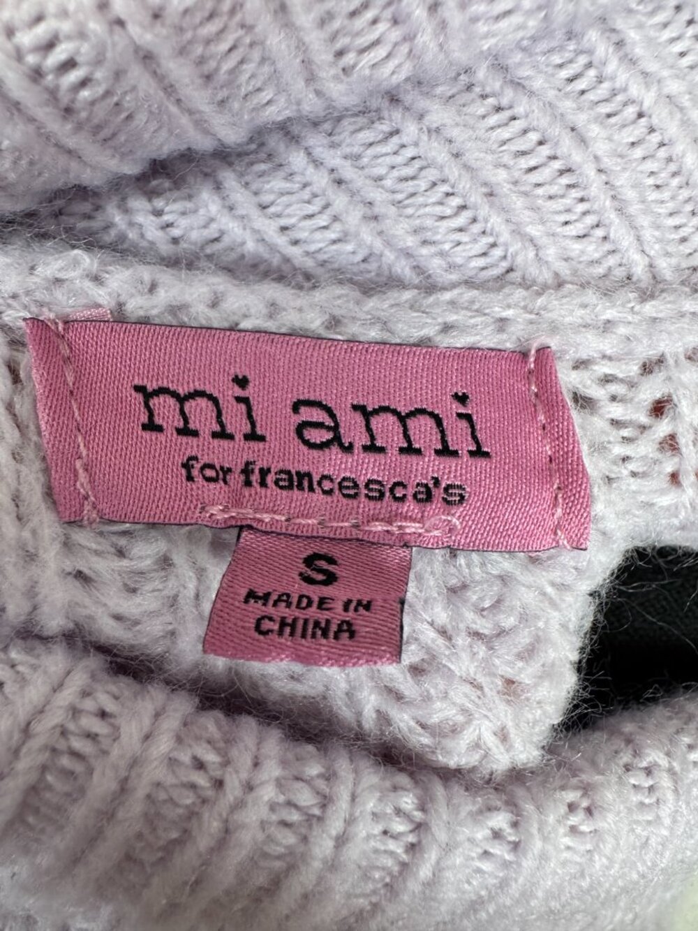 Mi Ami for Francesca’s Cable Knit Sweater Dress Small Turtleneck Lavender - Picture 4 of 6